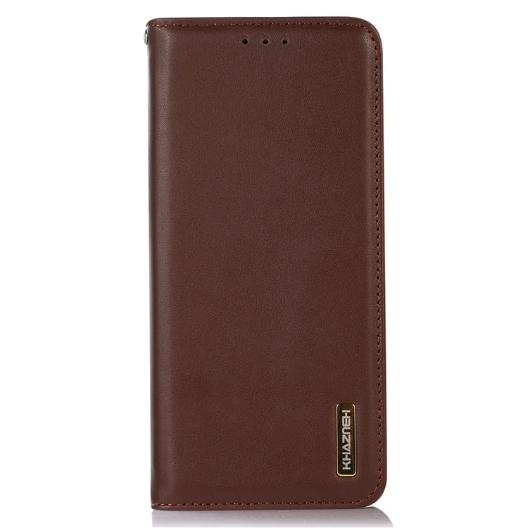 KHAZNEH Per iPhone 17 Cover a Portafoglio in Vera Pelle di Mucca, Cover per Telefono con Texture Nappa - Marrone