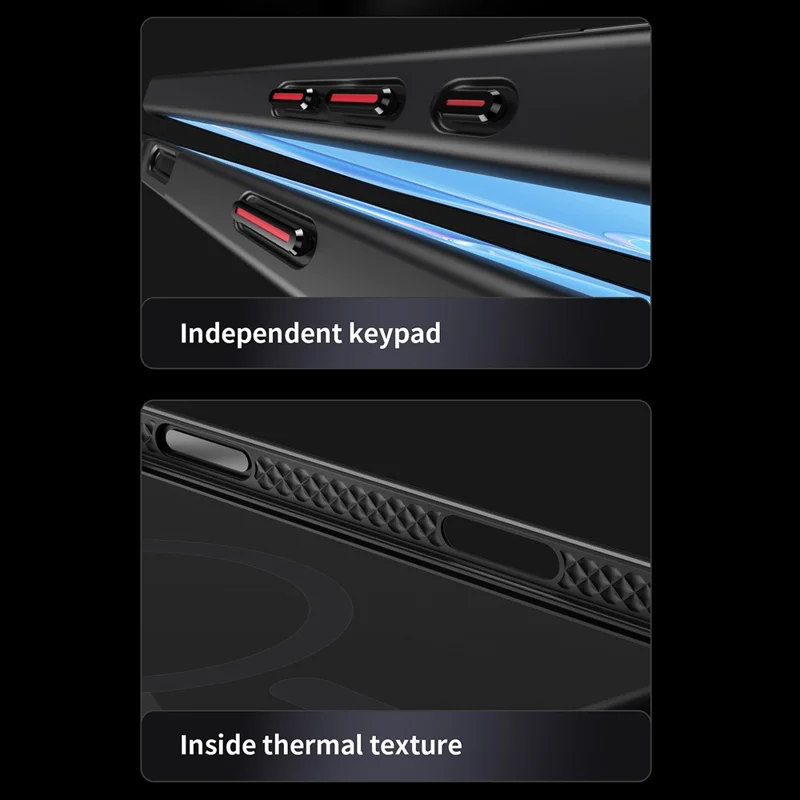 For iPhone 16 Plus Magnetic Case TPU + Acrylic Kickstand Phone Cover with Glass Lens Film - Black
