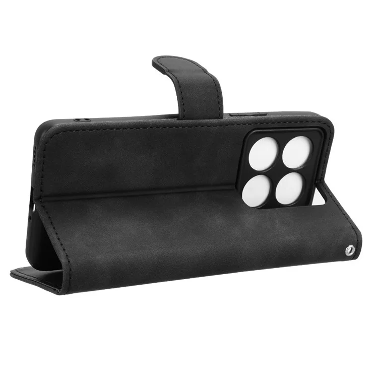For Xiaomi 14T Leather Case Skin Feel Anti Drop Wallet Flip Phone Cover - Black
