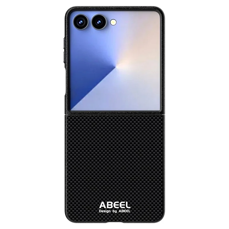 ABEEL Для Samsung Galaxy Z Flip7 5G Чехол, совместимый с MagSafe, с печатным ПК, алюминиевым сплавом и кожаной отделкой - Черный