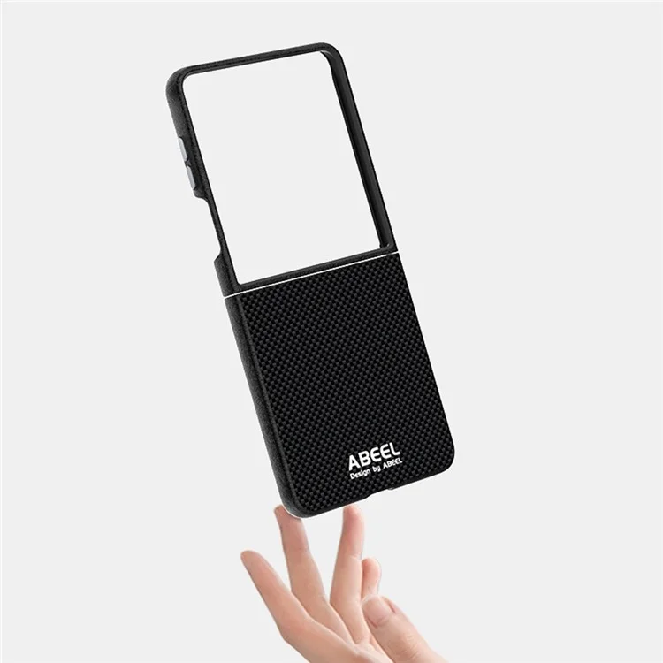ABEEL Для Samsung Galaxy Z Flip7 5G Чехол, совместимый с MagSafe, с печатным ПК, алюминиевым сплавом и кожаной отделкой - Черный
