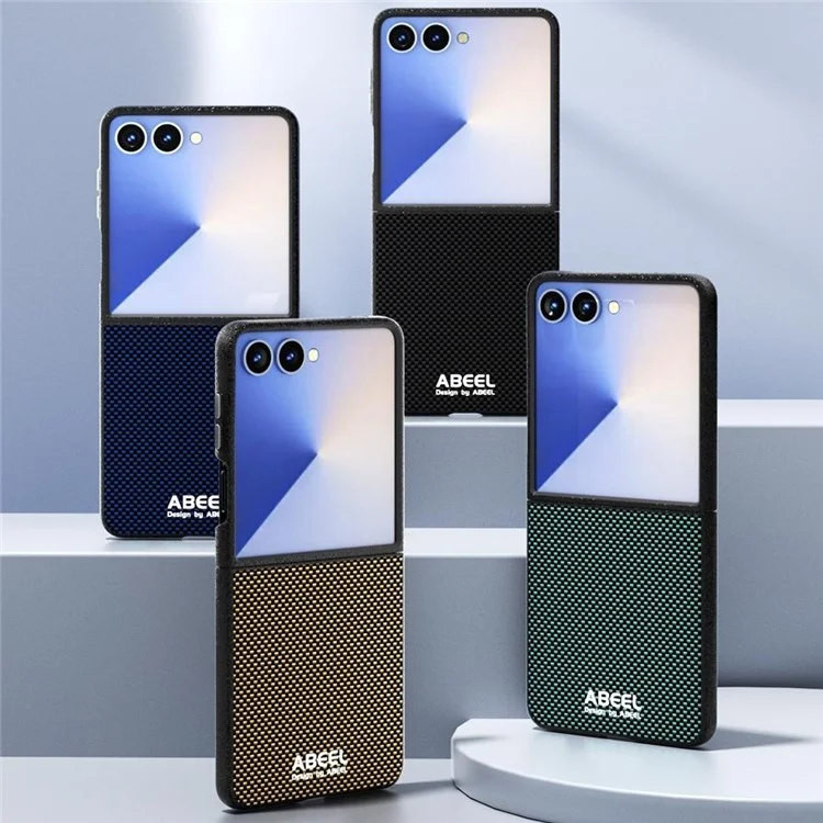 ABEEL Для Samsung Galaxy Z Flip7 5G Чехол, совместимый с MagSafe, с печатным ПК, алюминиевым сплавом и кожаной отделкой - Черный