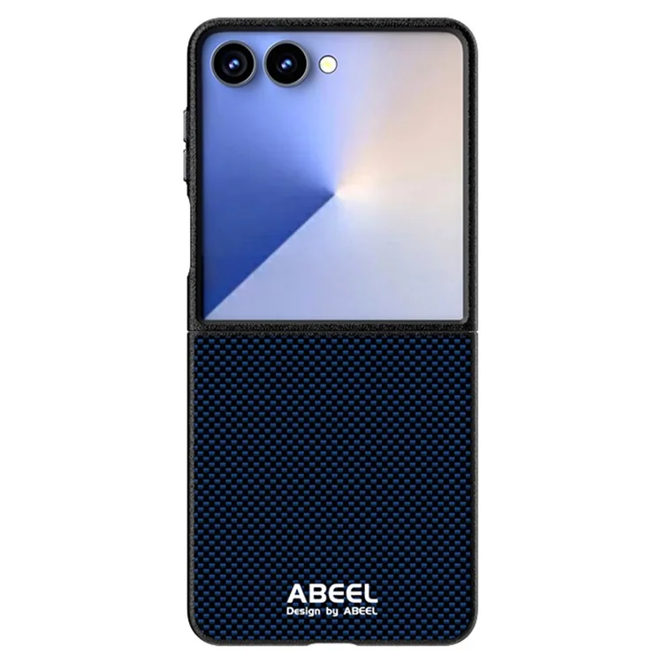 ABEEL Für Samsung Galaxy Z Flip7 5G Hülle, kompatibel mit MagSafe, bedruckte PC-Aluminium-Legierung Leder Handyhülle - Blau