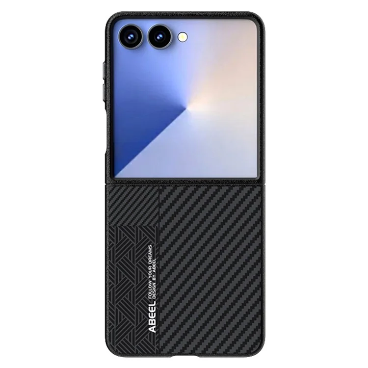 Чехол ABEEL для Samsung Galaxy Z Flip7 5G из поликарбоната + алюминиевого сплава + искусственной кожи, совместимый с MagSafe - Текстура 1