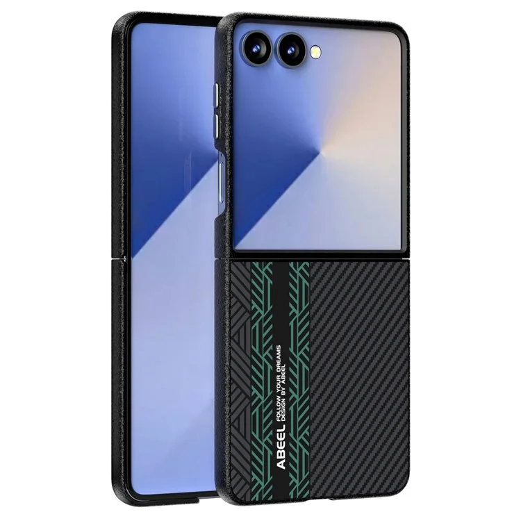 ABEEL Für Samsung Galaxy Z Flip7 5G Hülle PC + Aluminium-Legierung + PU-Leder Handyhülle Kompatibel mit MagSafe - Textur 2