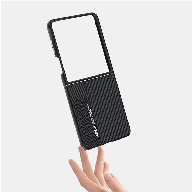 ABEEL Für Samsung Galaxy Z Flip7 5G Hülle PC + Aluminium-Legierung + PU-Leder Handyhülle Kompatibel mit MagSafe - Textur 2