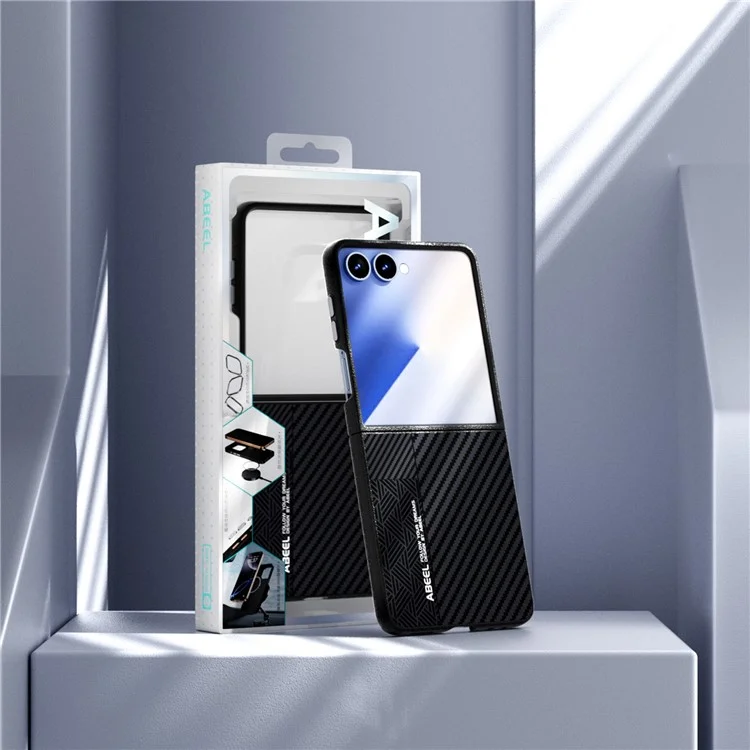 ABEEL Für Samsung Galaxy Z Flip7 5G Hülle PC + Aluminium-Legierung + PU-Leder Handyhülle Kompatibel mit MagSafe - Textur 2