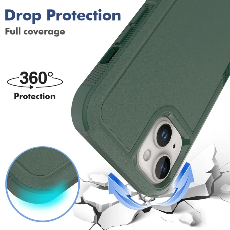 Bulk Purchasing For iPhone 15 Plus Case 2 in 1 PC + TPU Shockproof Phone Cover - Dark Green