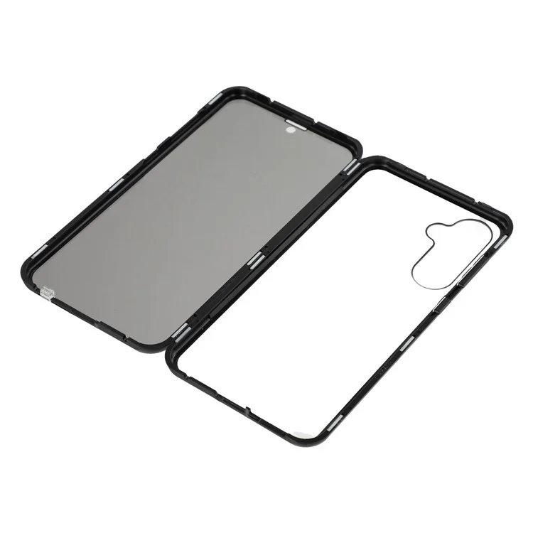 For Samsung Galaxy S23 FE Case with Anti-Spy Screen Protector Tempered Glass Metal Phone Cover Magnetic Clasp - Black
