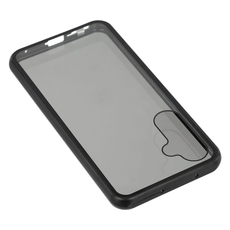 For Samsung Galaxy S23 FE Case with Anti-Spy Screen Protector Tempered Glass Metal Phone Cover Magnetic Clasp - Black