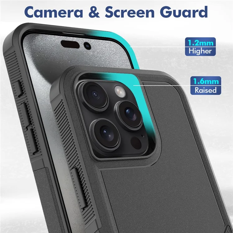 Bulk Purchasing For iPhone 16 Pro Max Case 2 in 1 PC + TPU Shockproof Phone Cover - Black