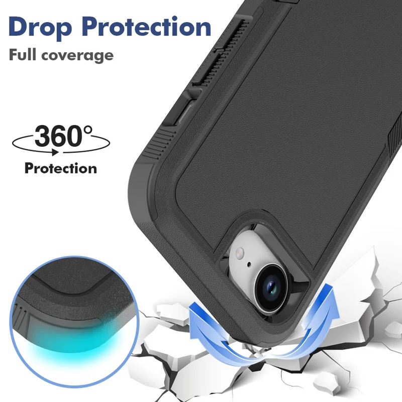 Bulk Purchasing For iPhone 16e Case 2 in 1 PC + TPU Shockproof Phone Cover - Black