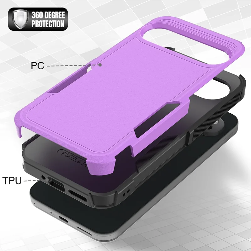 Bulk Purchasing For Google Pixel 9 Pro XL Case 2 in 1 PC + TPU Shockproof Phone Cover - Purple
