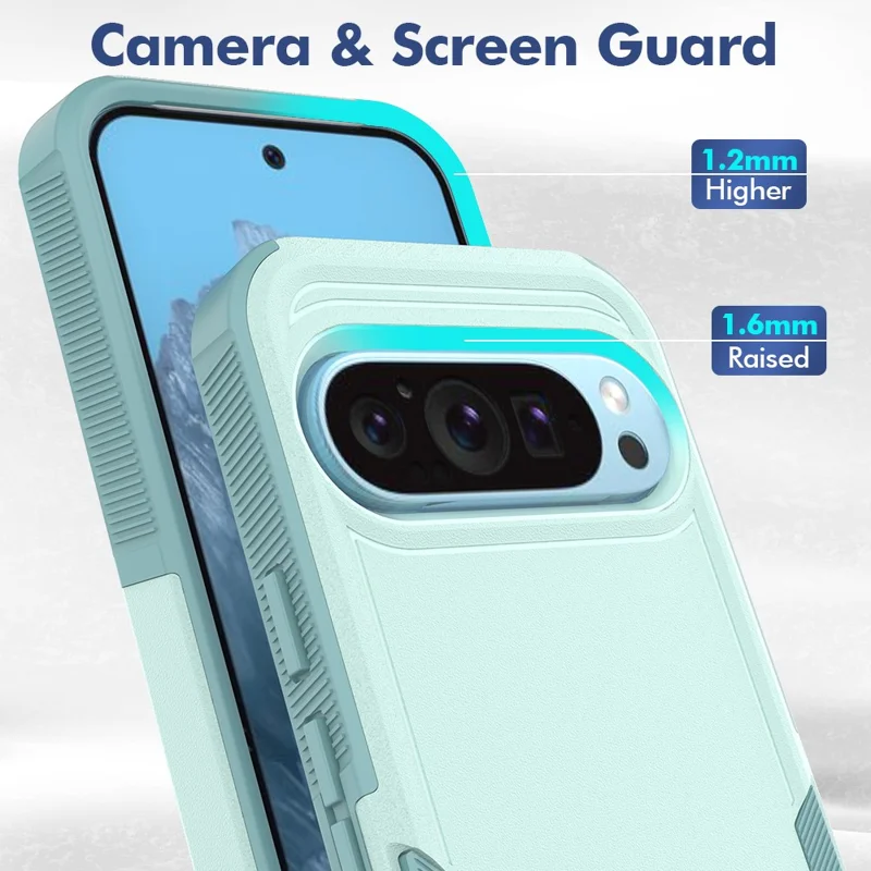 Bulk Purchasing For Google Pixel 9 / 9 Pro Case 2 in 1 PC + TPU Shockproof Phone Cover - Mint Green