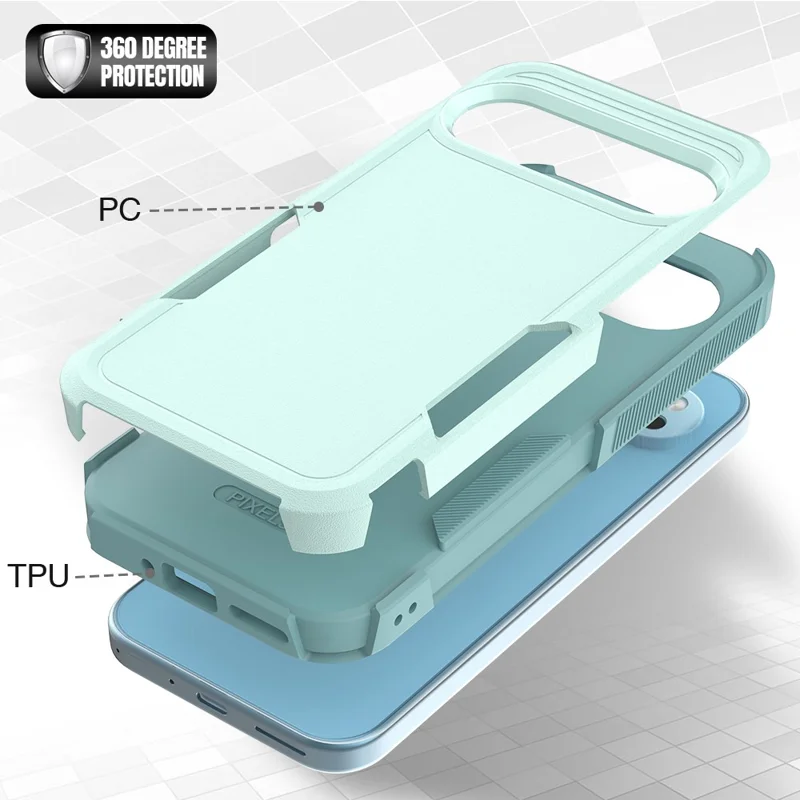Bulk Purchasing For Google Pixel 9 / 9 Pro Case 2 in 1 PC + TPU Shockproof Phone Cover - Mint Green