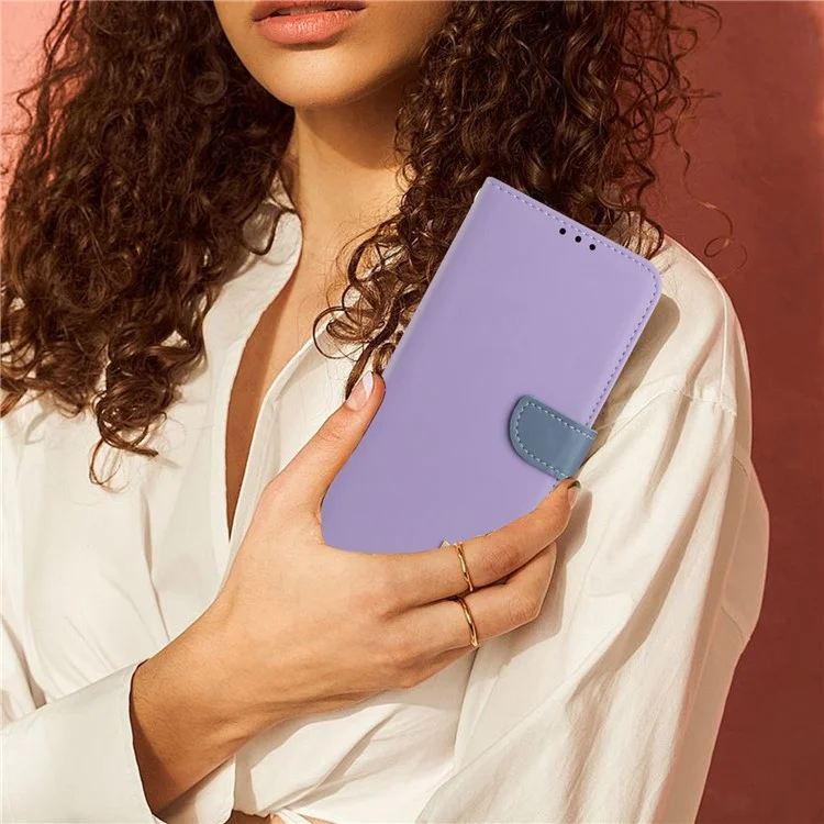 Für iPhone 15 Hülle Schleifendekor Geldbörse Lederhandy-Abdeckung mit Handschlaufe - Lila
