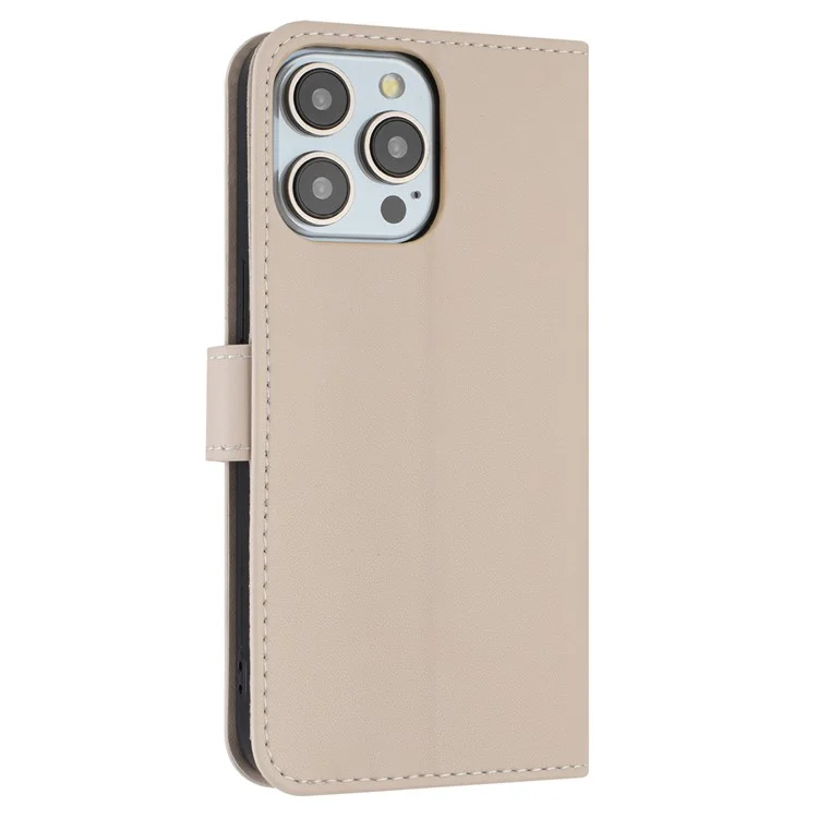 iPhone 15 Pro Max Hülle mit Schleifendekor Geldbörse Lederhülle mit Handschlaufe - Khaki