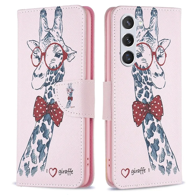 For Samsung Galaxy S23 Phone Case Pattern Printing PU Leather Wallet Stand Cover - Giraffe