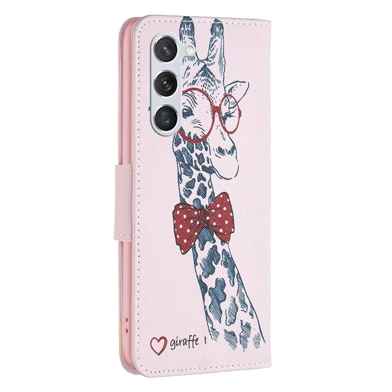 For Samsung Galaxy S23 Phone Case Pattern Printing PU Leather Wallet Stand Cover - Giraffe