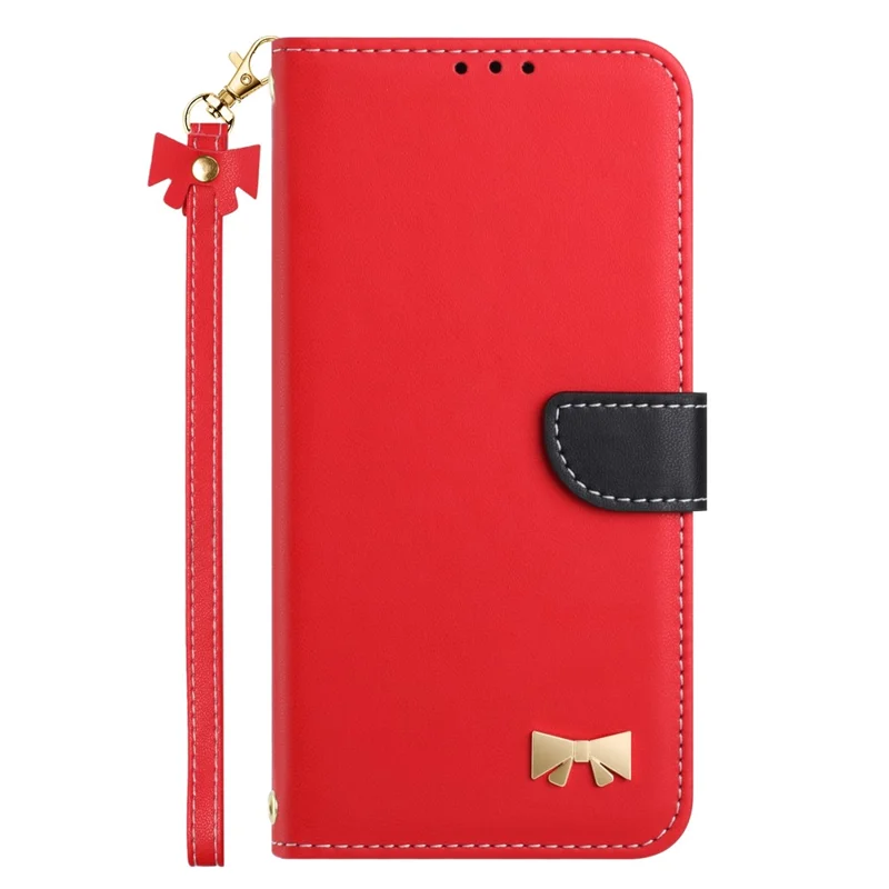 For Google Pixel 10 Pro XL / 9 Pro XL Case Bowknot Decor Wallet Leather Phone Cover with Wrist Strap - Red