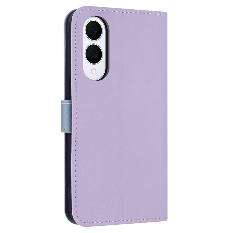 For Samsung Galaxy S25 Edge Case Bowknot Decor Wallet Leather Phone Cover with Wrist Strap - Purple
