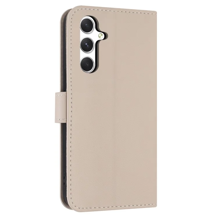 Étui portefeuille en cuir pour Samsung Galaxy A55 5G avec nœud papillon décoratif et dragonne - Kaki