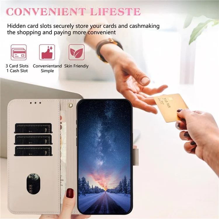 Étui portefeuille en cuir pour Samsung Galaxy A55 5G avec nœud papillon décoratif et dragonne - Kaki