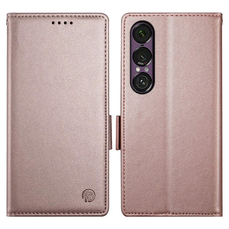 For Sony Xperia 1 VII Stand Case PU Leather Wallet Phone Cover - Rose Gold