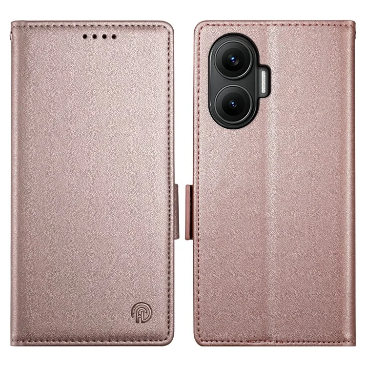 For Xiaomi Poco F7 5G  /  Redmi Turbo 4 Pro 5G Stand Case PU Leather Wallet Phone Cover - Rose Gold