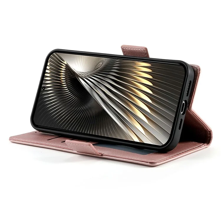 For Xiaomi Poco F7 5G  /  Redmi Turbo 4 Pro 5G Stand Case PU Leather Wallet Phone Cover - Rose Gold