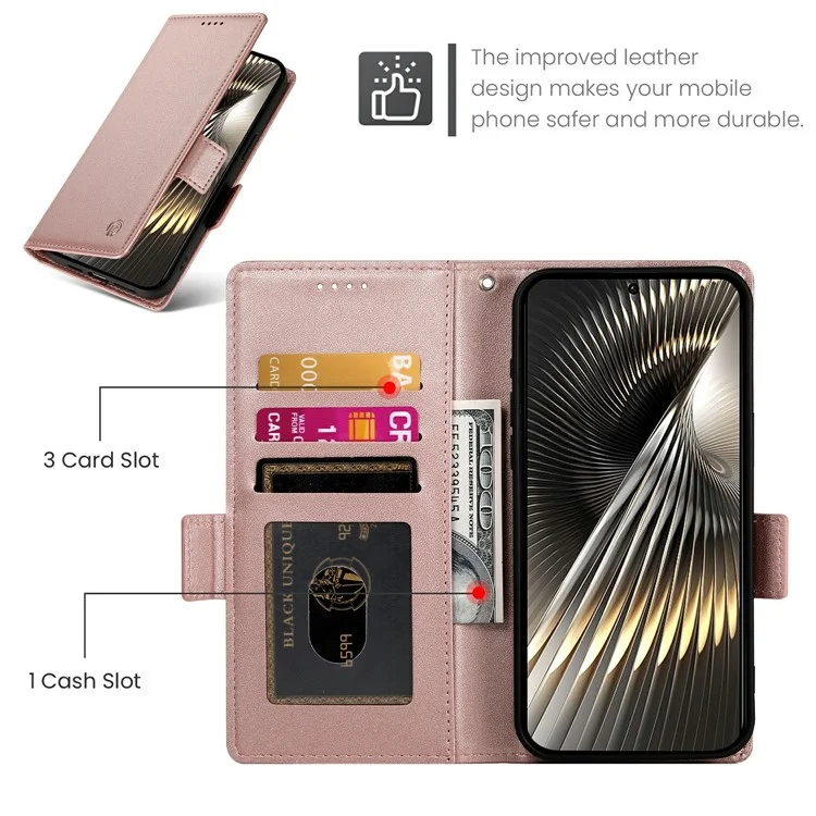 For Xiaomi Poco F7 5G  /  Redmi Turbo 4 Pro 5G Stand Case PU Leather Wallet Phone Cover - Rose Gold