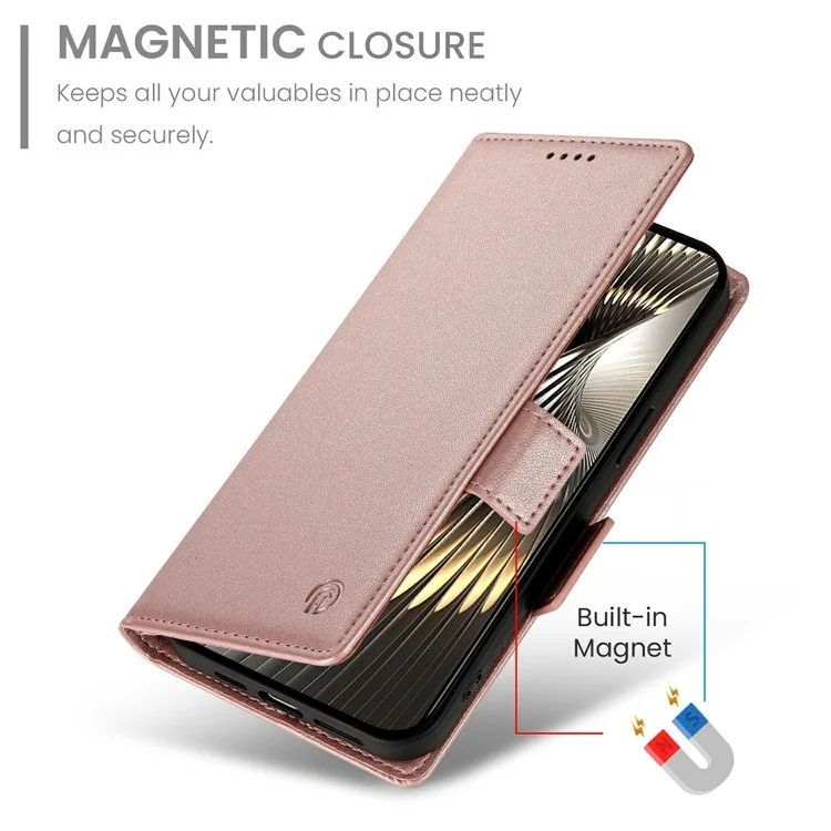 For Xiaomi Poco F7 5G  /  Redmi Turbo 4 Pro 5G Stand Case PU Leather Wallet Phone Cover - Rose Gold