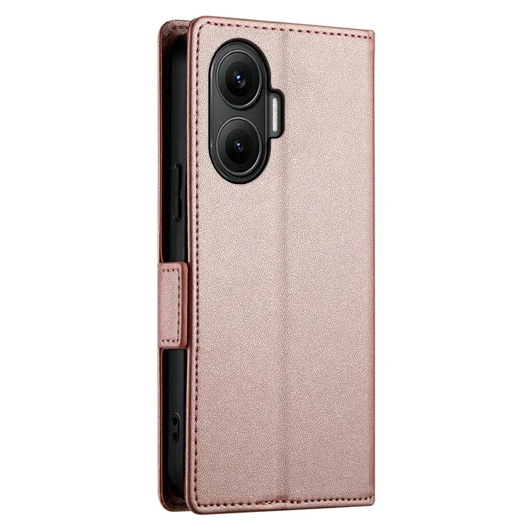For Xiaomi Poco F7 5G  /  Redmi Turbo 4 Pro 5G Stand Case PU Leather Wallet Phone Cover - Rose Gold