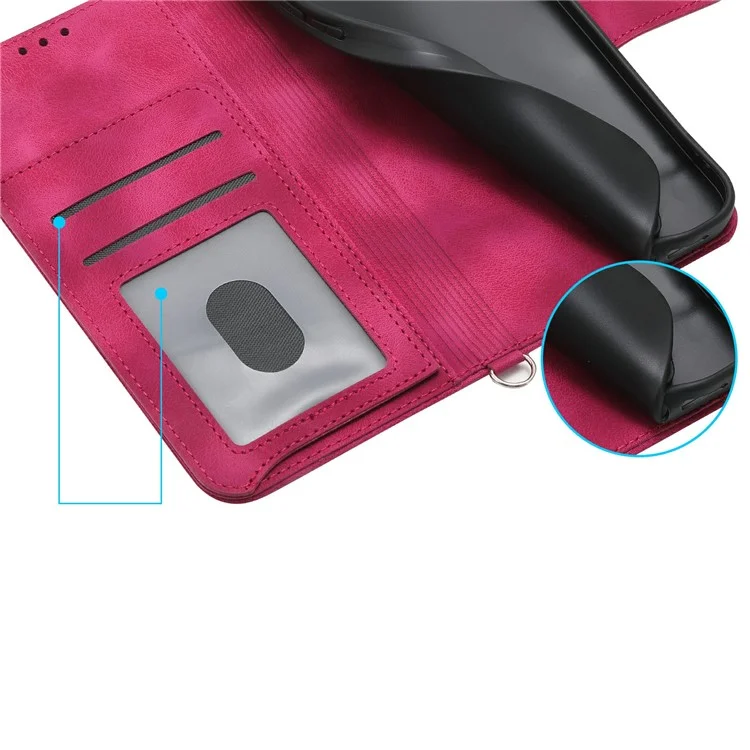 For Xiaomi Poco F7 5G  /  Redmi Turbo 4 Pro 5G Case Flower Pattern PU Leather Wallet Phone Cover with Strap - Wine Red