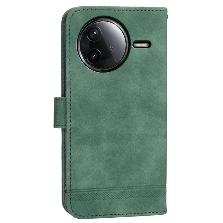 DIERFENG DF-03 Pour Xiaomi Redmi K80 5G / Poco F7 Pro 5G Étui Portefeuille en Cuir avec Motif de Lignes - Vert
