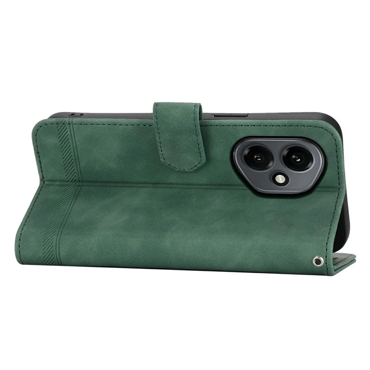 DIERFENG DF-03 Étui portefeuille en cuir avec motif de lignes pour Honor 400 5G (Global) - Vert
