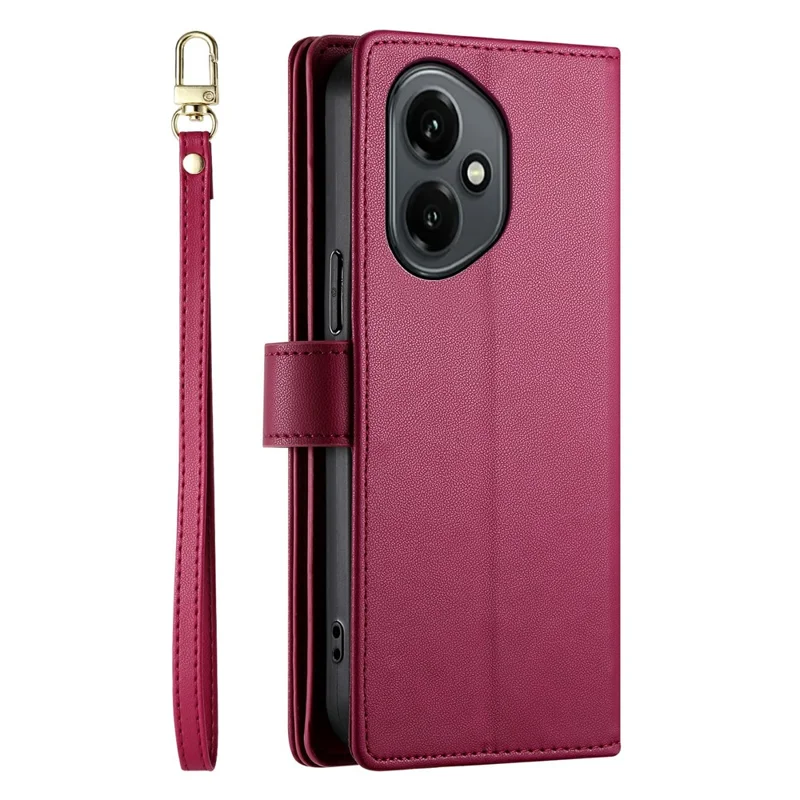 DF-011 Pour Honneur 400 5G (Mondial) Étui Pochette Fermeture Éclair Portefeuille en Cuir Housse de Téléphone avec Sangles - Rouge
