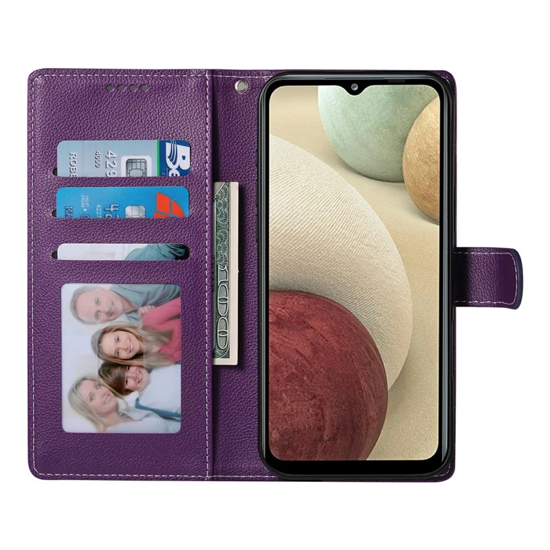 For Sony Xperia 1 VII Stand Case Litchi Texture Leather Wallet Phone Cover Magnetic Snap - Purple
