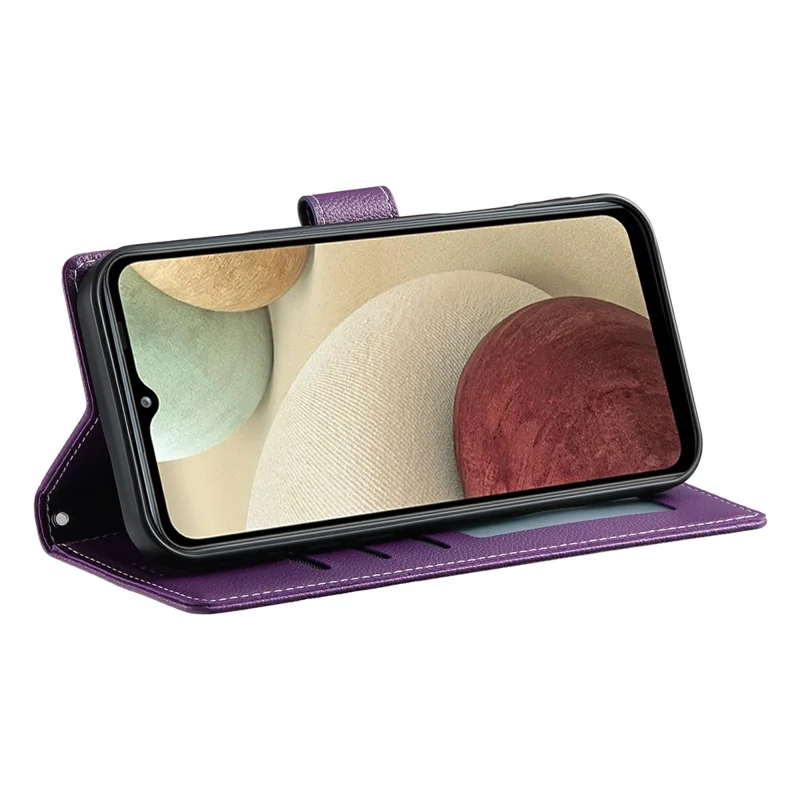 For Sony Xperia 1 VII Stand Case Litchi Texture Leather Wallet Phone Cover Magnetic Snap - Purple