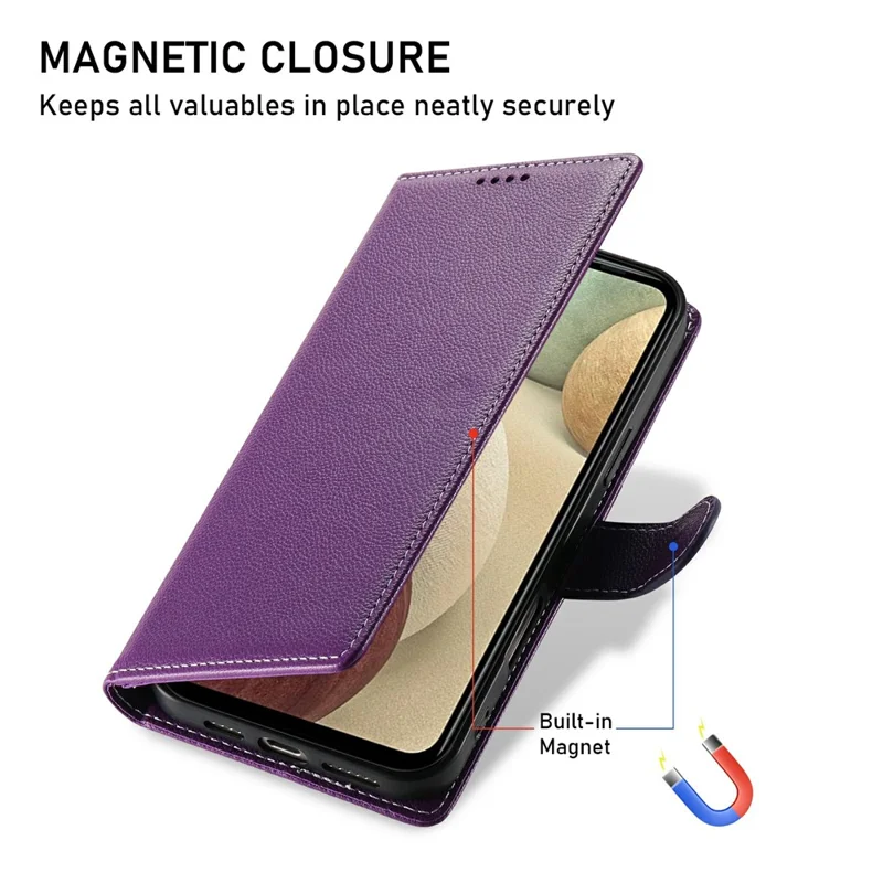For Sony Xperia 1 VII Stand Case Litchi Texture Leather Wallet Phone Cover Magnetic Snap - Purple