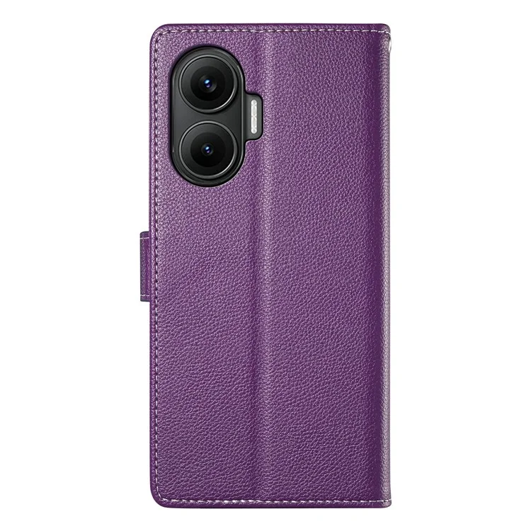 For Xiaomi Poco F7 5G  /  Redmi Turbo 4 Pro 5G Stand Case Litchi Texture Leather Wallet Phone Cover Magnetic Snap - Purple