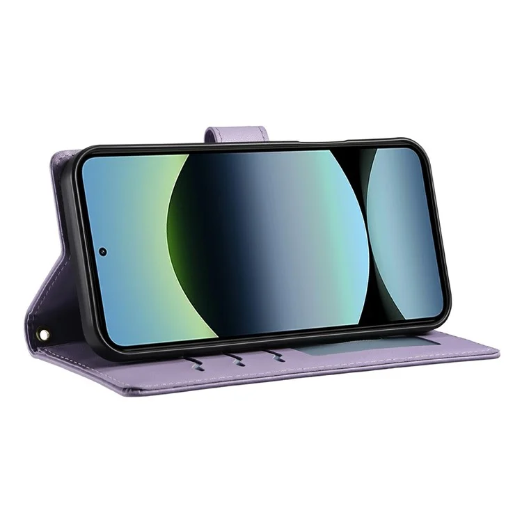 For Xiaomi Poco F7 5G  /  Redmi Turbo 4 Pro 5G Case Rhombus Stitching Wallet Stand Leather Phone Cover with Long  /  Short Strap - Purple