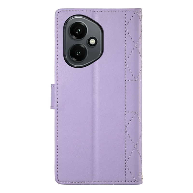 For Honor 400 5G (Global) Case Rhombus Stitching Wallet Stand Leather Phone Cover with Long  /  Short Strap - Purple