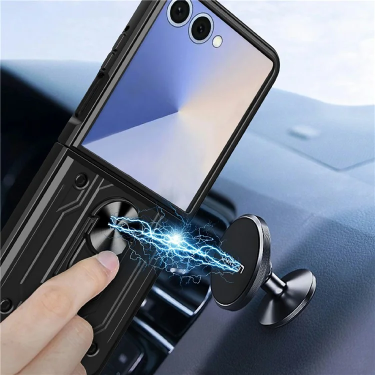 Handyhülle für Samsung Galaxy Z Flip7 5G mit Ständer, PC Rückseite - Schwarz