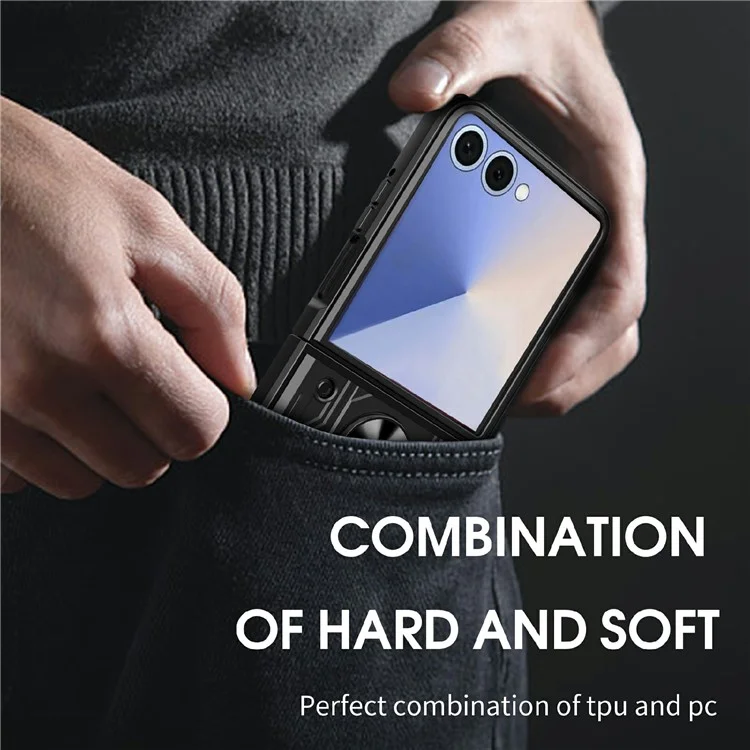 Handyhülle für Samsung Galaxy Z Flip7 5G mit Ständer, PC Rückseite - Schwarz