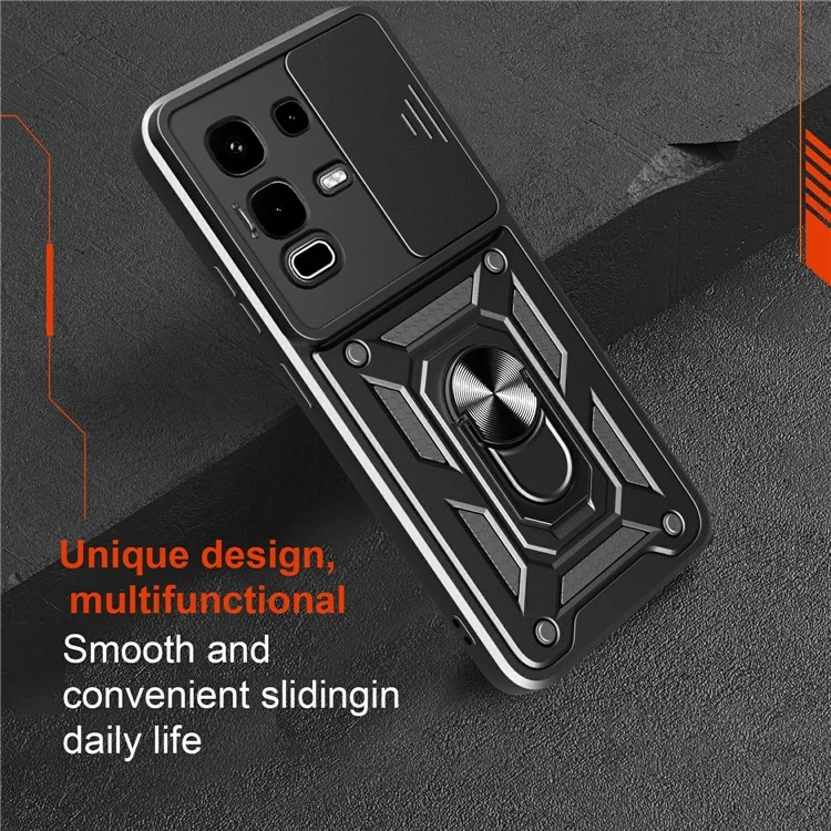 For Infinix Note 50s 5G Case with Slide Camera Lid PC + TPU Kickstand Phone Cover - Gold