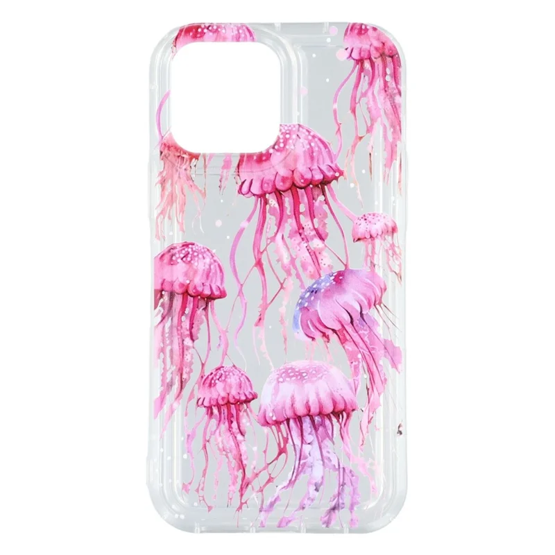 For iPhone 13 Pro Max Case Pink Jellyfish Pattern Airbag Shockproof TPU Phone Back Cover
