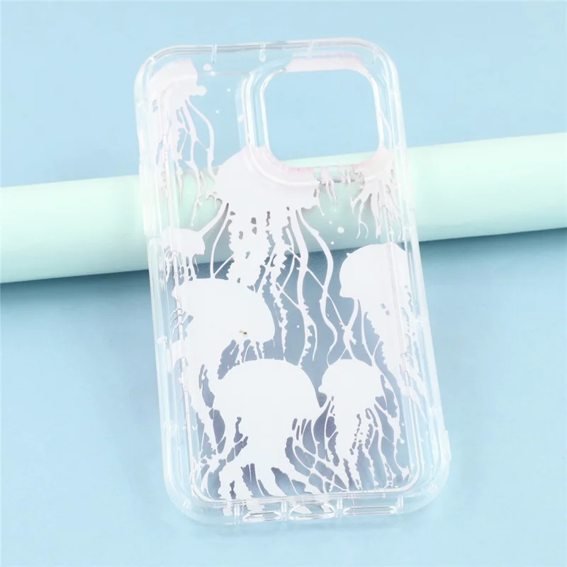 For iPhone 13 Pro Max Case Pink Jellyfish Pattern Airbag Shockproof TPU Phone Back Cover