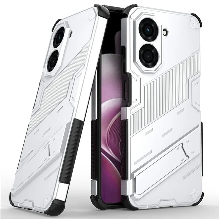 For Xiaomi Redmi A5 4G (171.7mm)  /  Poco C71 4G Case PC + TPU Shockproof Phone Cover with Kickstand - White