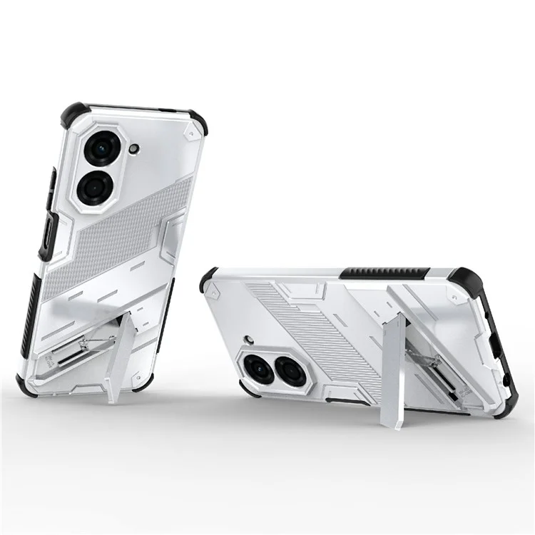 For Xiaomi Redmi A5 4G (171.7mm)  /  Poco C71 4G Case PC + TPU Shockproof Phone Cover with Kickstand - White